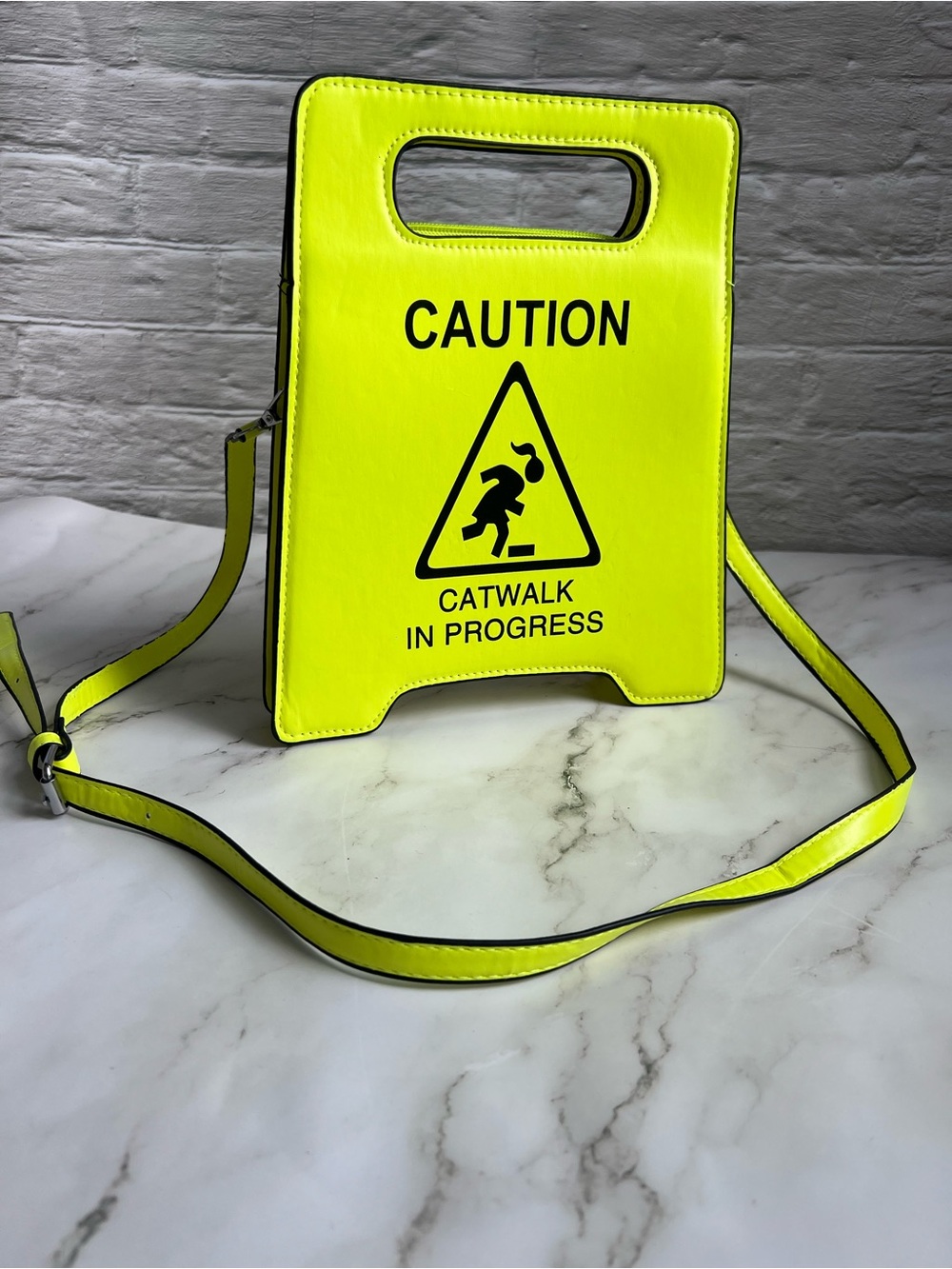 Neon Yellow 'Caution' Crossbody Bag - Statement Women’s Shoulder Bag